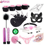 VRDIOS  Erotic Toy Handcuffs For Sex Gag Tail Plug Women BDSM Bondage Set Under Bed Slave Sex Toys For Couple Nipple Clamps Toy